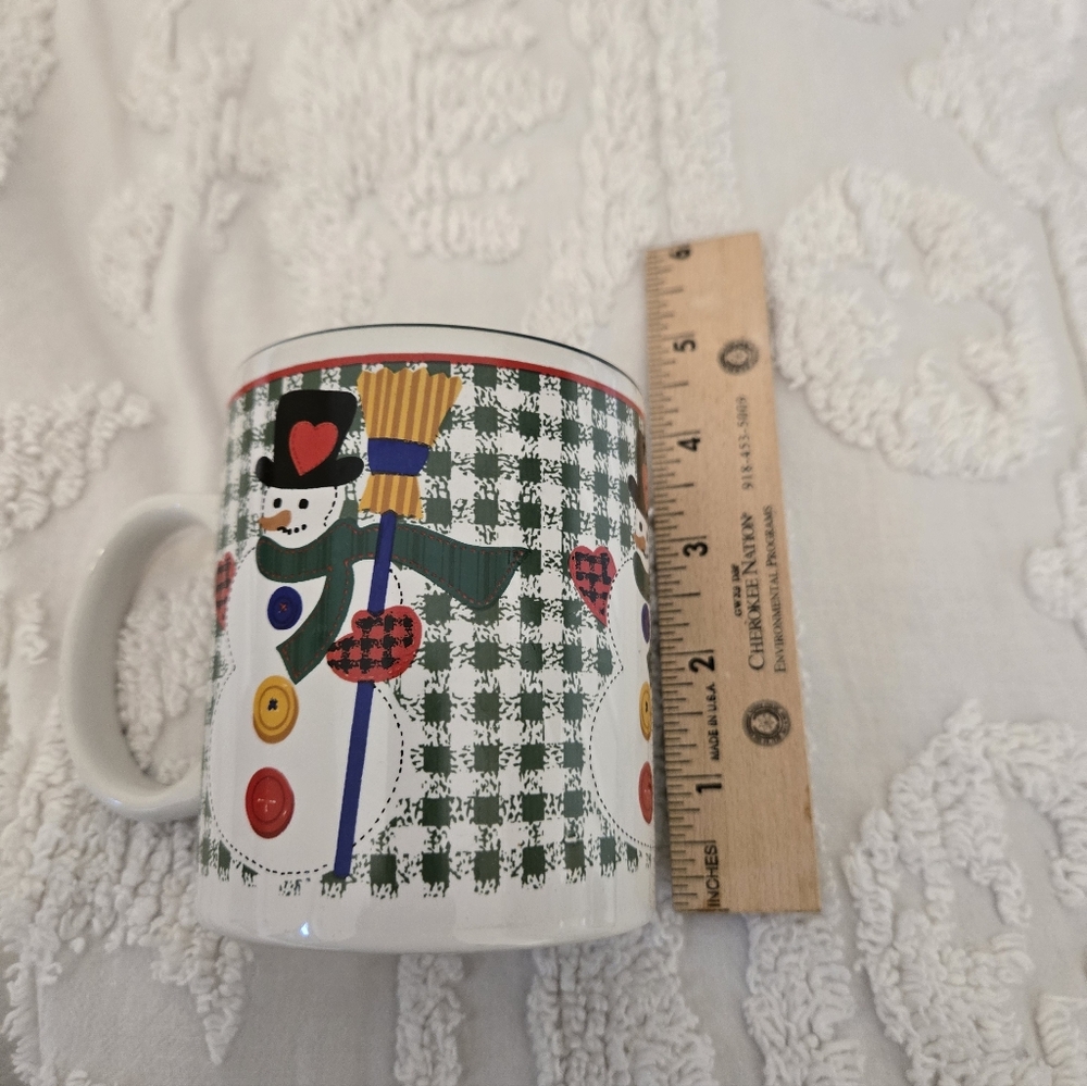 Snowman Mug with Festive Design Holiday Christmas Winter Cottage Core